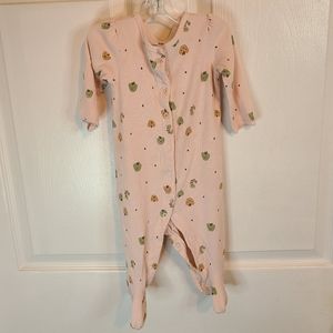 (1635) Carters Footies Onesie, Size: 9 Months, Color: Pink with Apple Graphics